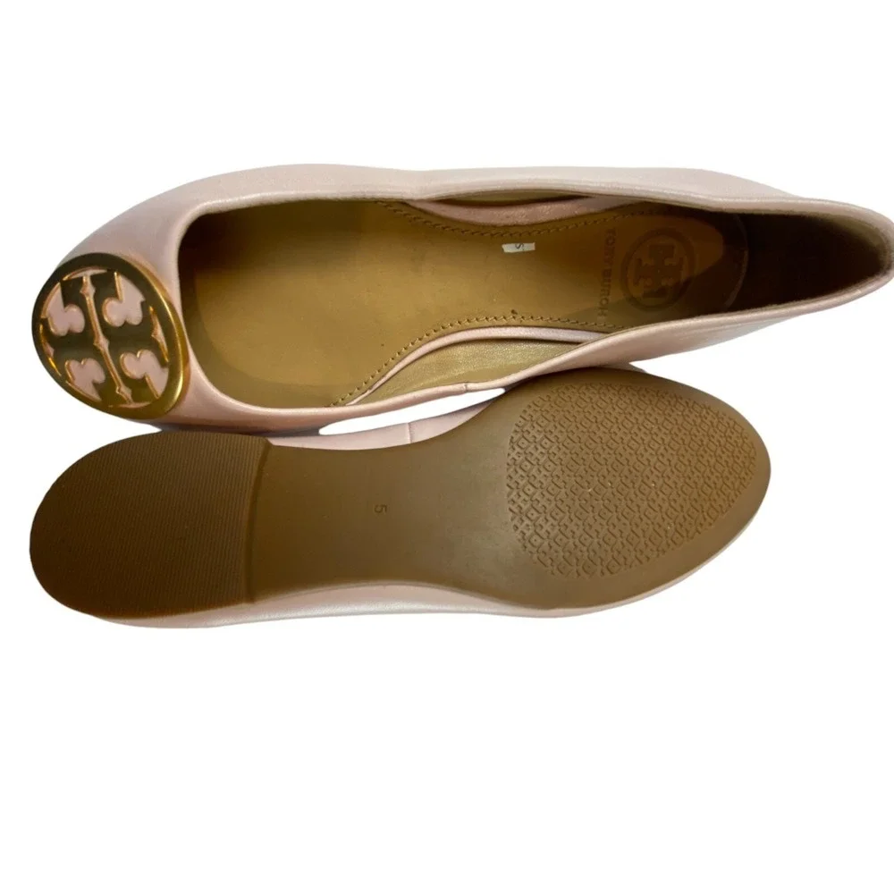 Tory Burch Benton Leather Slip On Ballet Flat Shoes Pink Womens‎ Size 5 NWOB